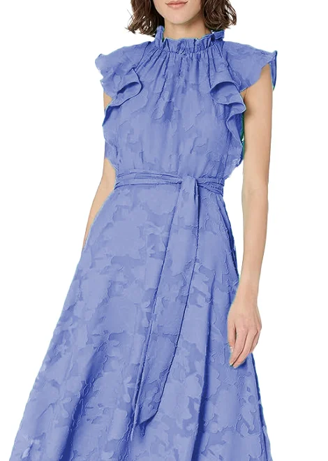 2 - tahari flutter sleeve periwinkle midi dress