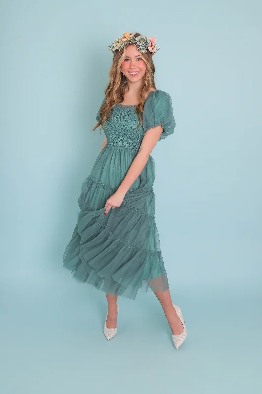 RESTOCK: An Absolute Beauty Tulle Midi Dress-Teal