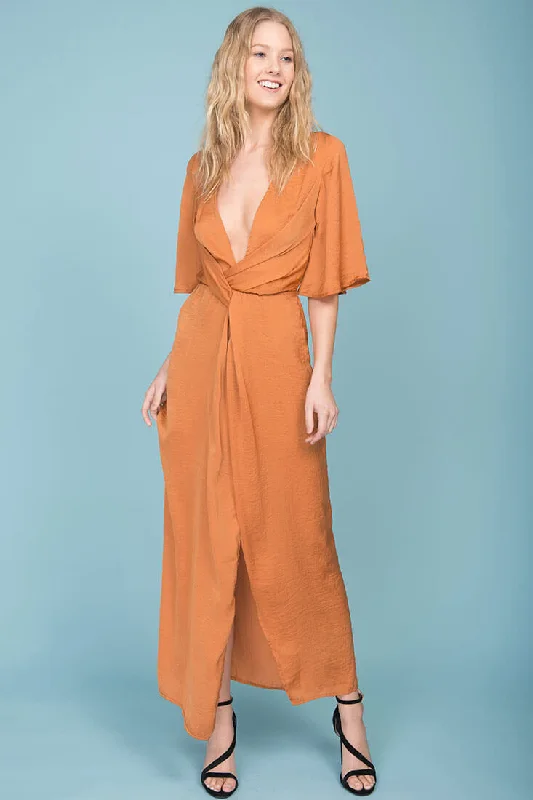 Cleo High Slit Maxi Dress Tan