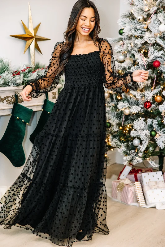 Feeling Your Best Black Polka Dot Maxi Dress