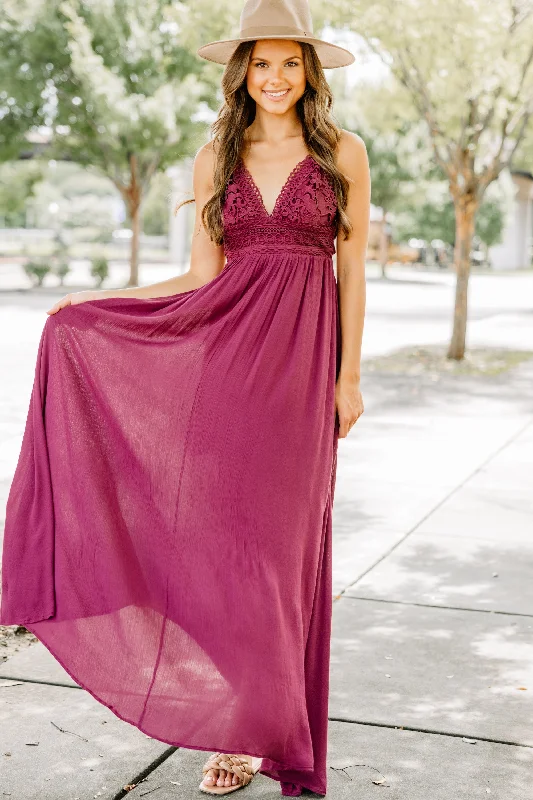 Full Of Grace Wine Red Maxi Dress