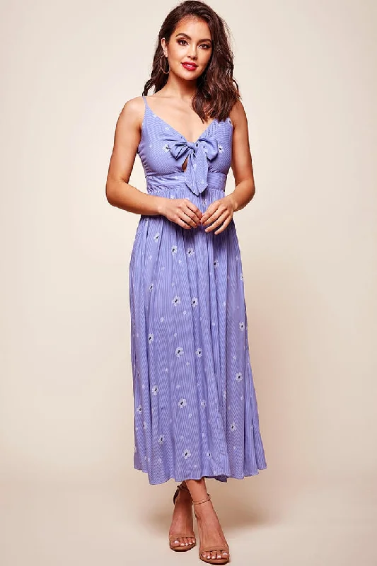 Kiki Thin Stripe Maxi Dress Light Blue