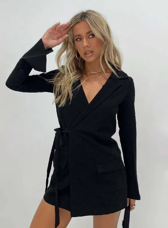 Kyah Wrap Blazer Dress Black