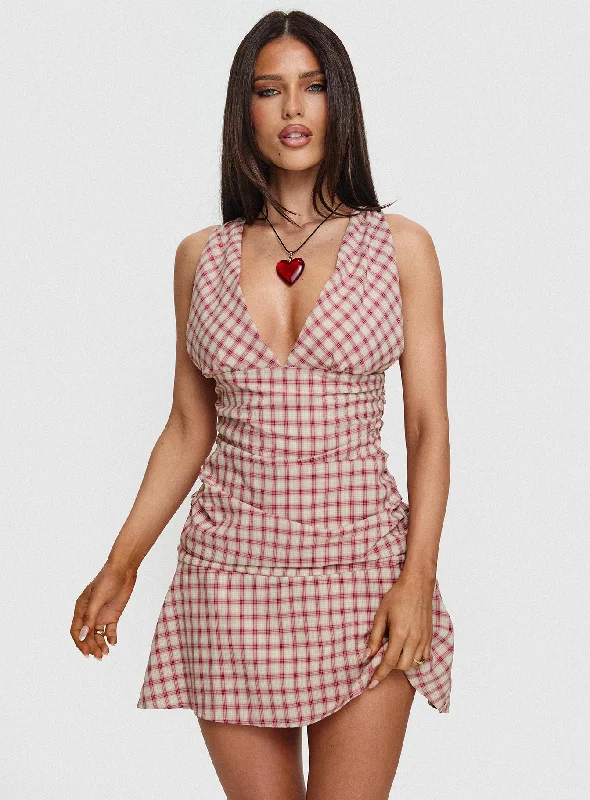 Midwest Mini Dress Red Check