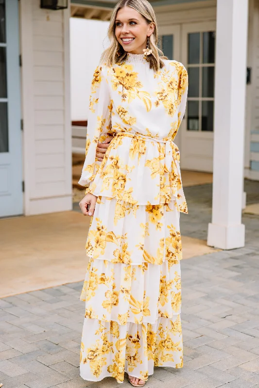 Of My Dreams Ivory White Floral Maxi Dress