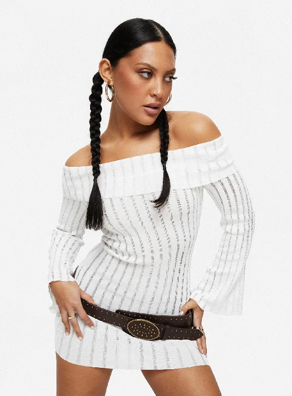 Sorrel Off The Shoulder Mini Dress White