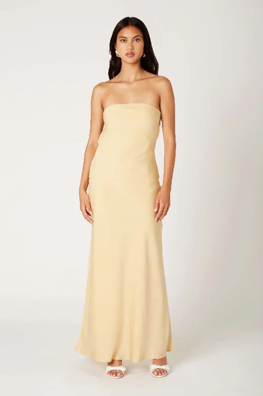 Strapless Open Back Maxi Dress