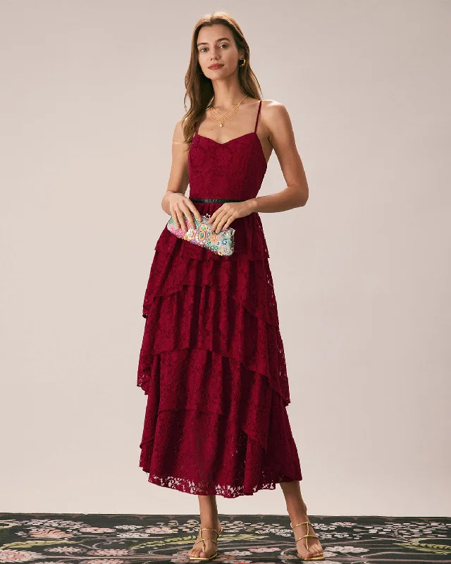 Sweetheart Neck Lace Maxi Dress