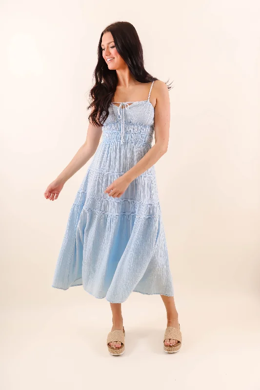 What A Rush Midi Dress-Light Blue