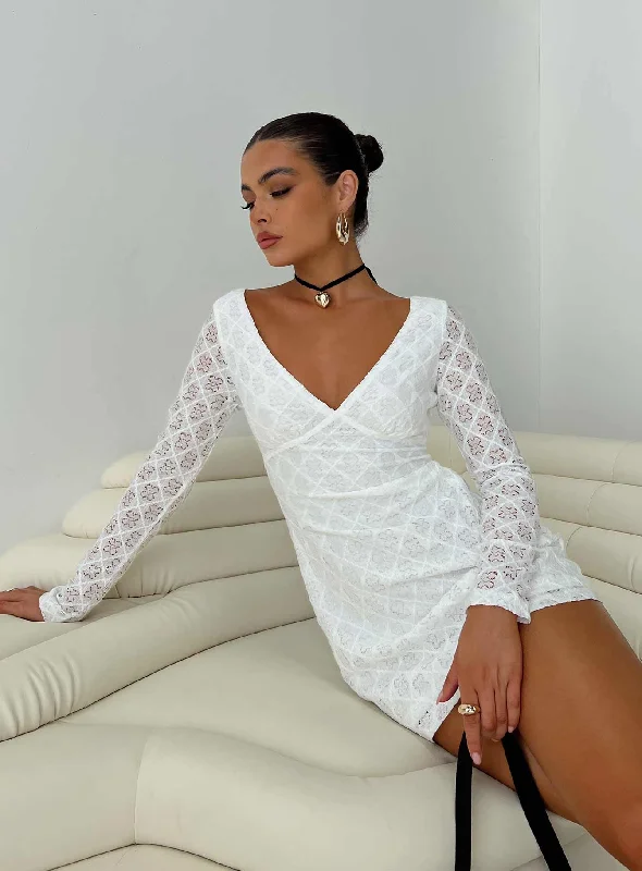 Zeus Long Sleeve Mini Dress White