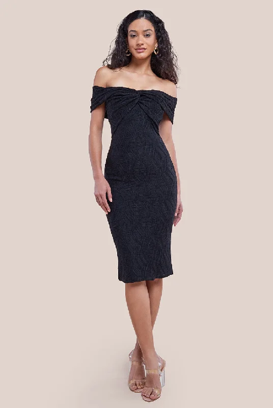 Goddiva Front Knot Twist Midi Dress