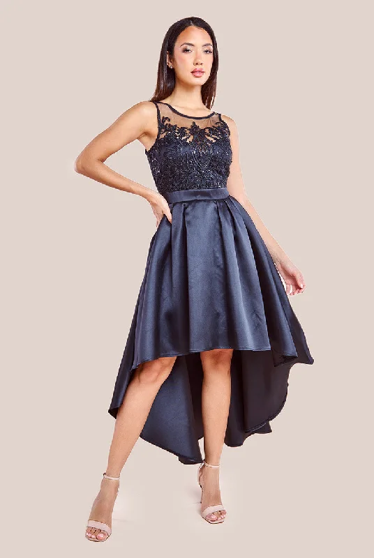 Goddiva Sequin & Satin Dipped Hem Midi Dress