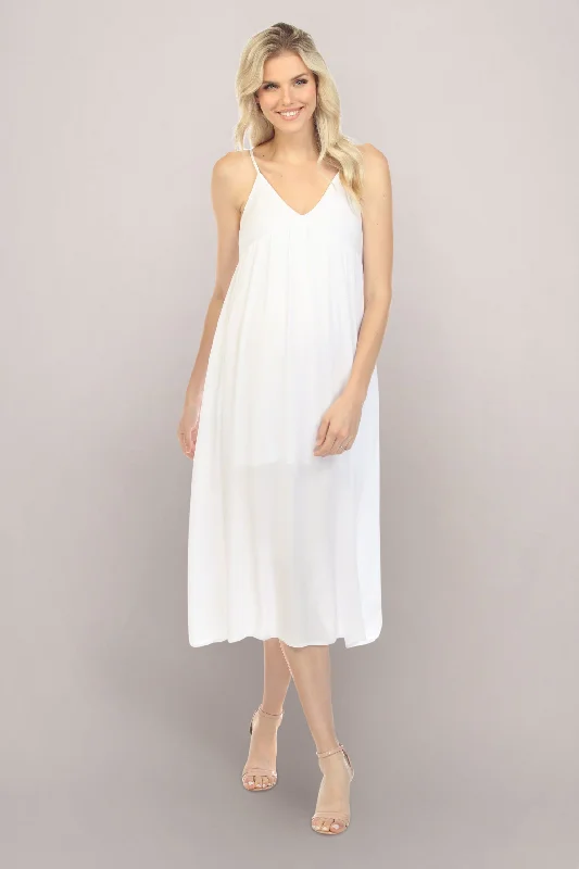 Off White Empire Waist Midi Maternity Dress